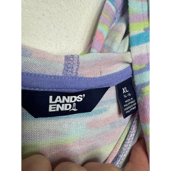 Lands End Girls XL Rainbow Hoodie Warm Lavender Painted Striped Long Sleeve NWOT - Picture 8 of 11